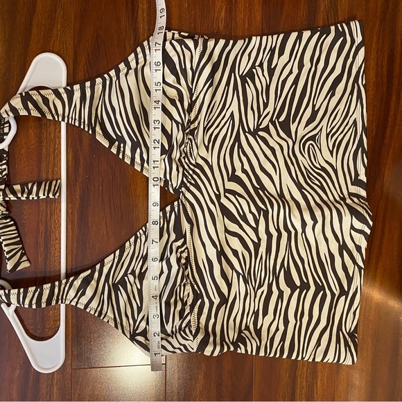 Old Navy Zebra Print Brown and Cream Halter Swimsuit Tank Top size XL - Picture 8 of 9